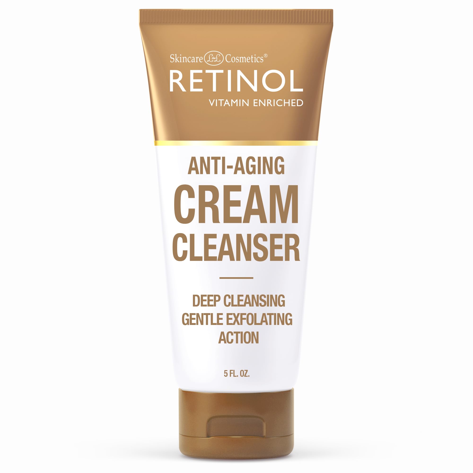 Retinol Cream Cleanser Anti-Aging – 5oz – Daily Deep Cleansing Facial Wash Improves Skin Texture, Moisturizes, And Exfoliates for Softer Face – Renewing Vitamin A Minimizes Wrinkles and Fine Lines