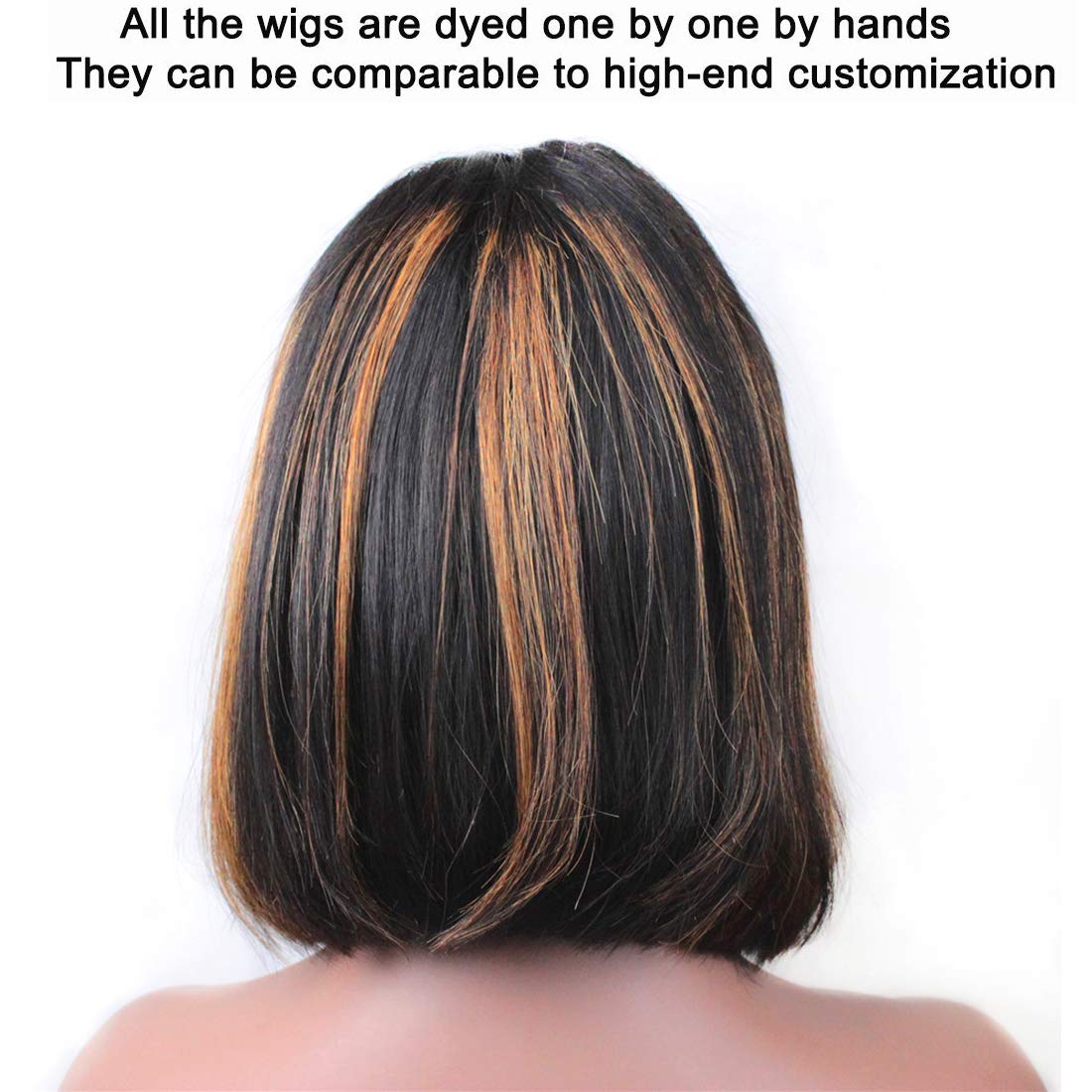 10 inch , #1B/#30 HL : ZANA Short Bob Human Hair Lace Front Wigs Brazilian Virgin Glueless Silk Straight Hair Wigs with Baby Hair for Black Women Highlight Color