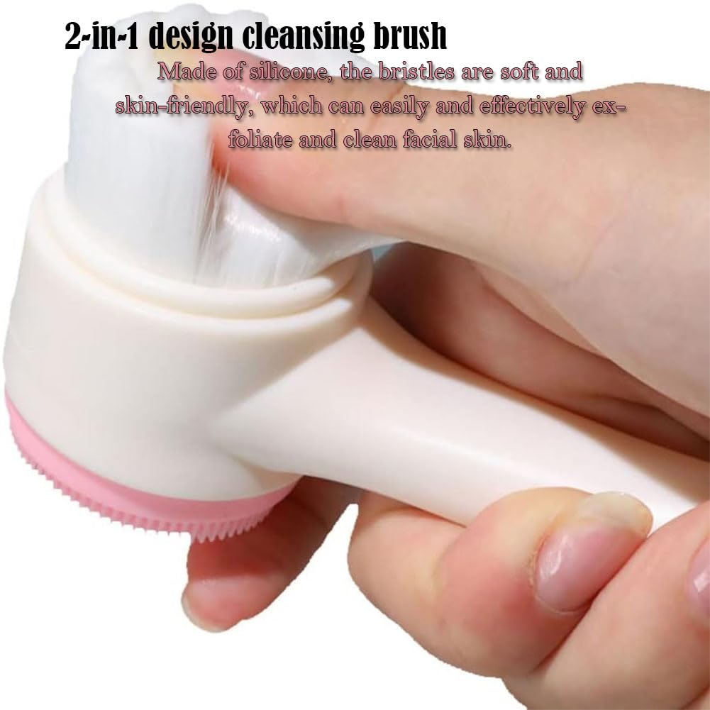 AKOAK 1 Pack Double-sided Cleansing Brush, Silicone Manual Cleansing, Deep Cleansing, for Pore Cleaning, Exfoliating, Blackhead Removal and Massage