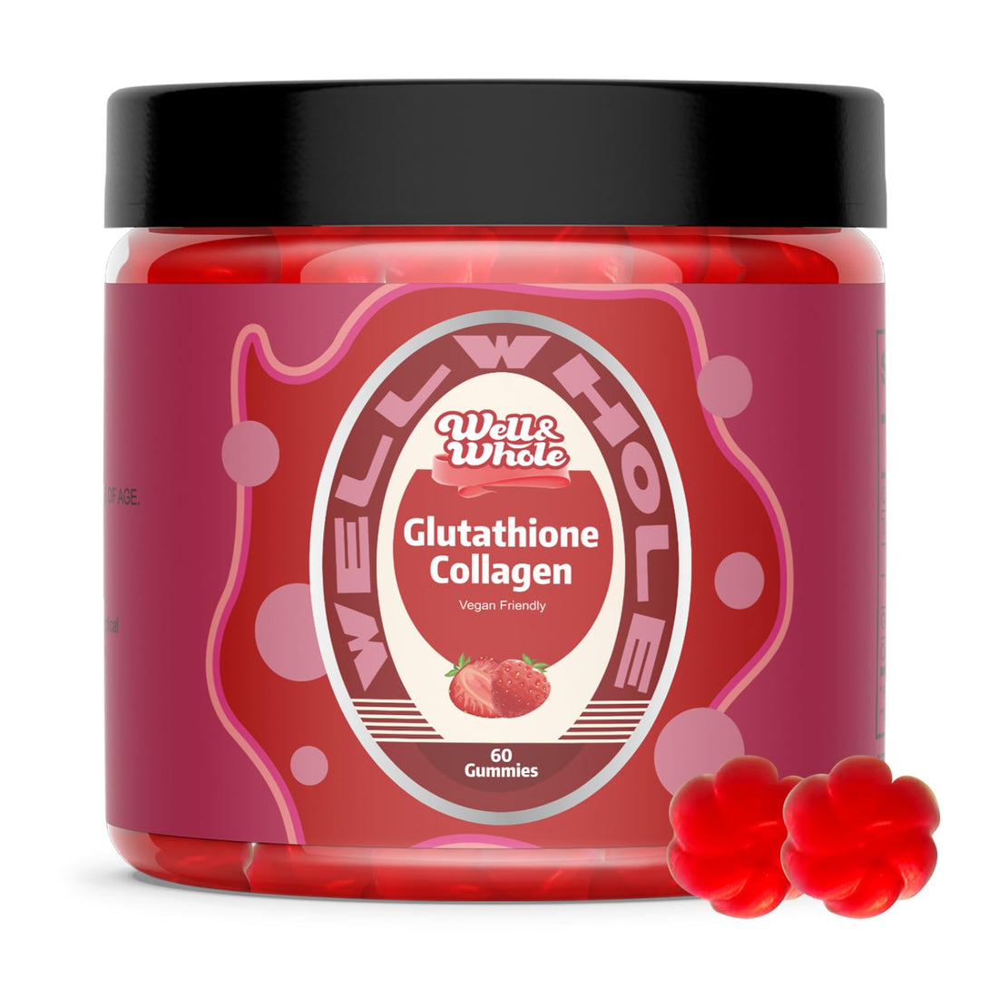 Well&Whole Glutathione Collagen Glow Gummies, Glow Beauty Collagen Gummies for Women, Strawberry Flavor, 60 Counts