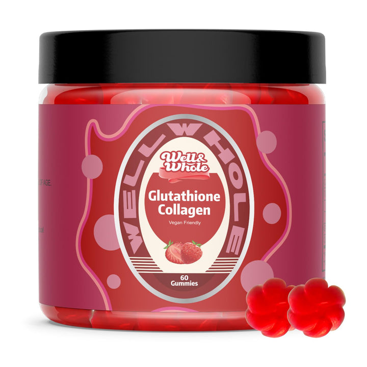 Well&Whole Glutathione Collagen Glow Gummies, Glow Beauty Collagen Gummies for Women, Strawberry Flavor, 60 Counts