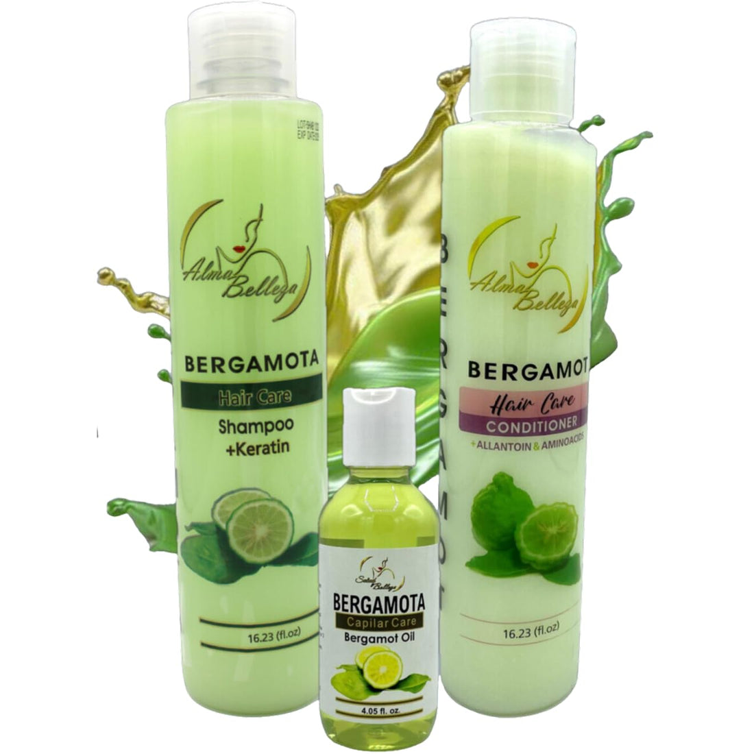 Bergamota Shampoo (16.23 fl. oz) + Conditioner (16.23) + Beauty oil (4 fl. oz) ALMA BELLEZA's Bergamota hair care set