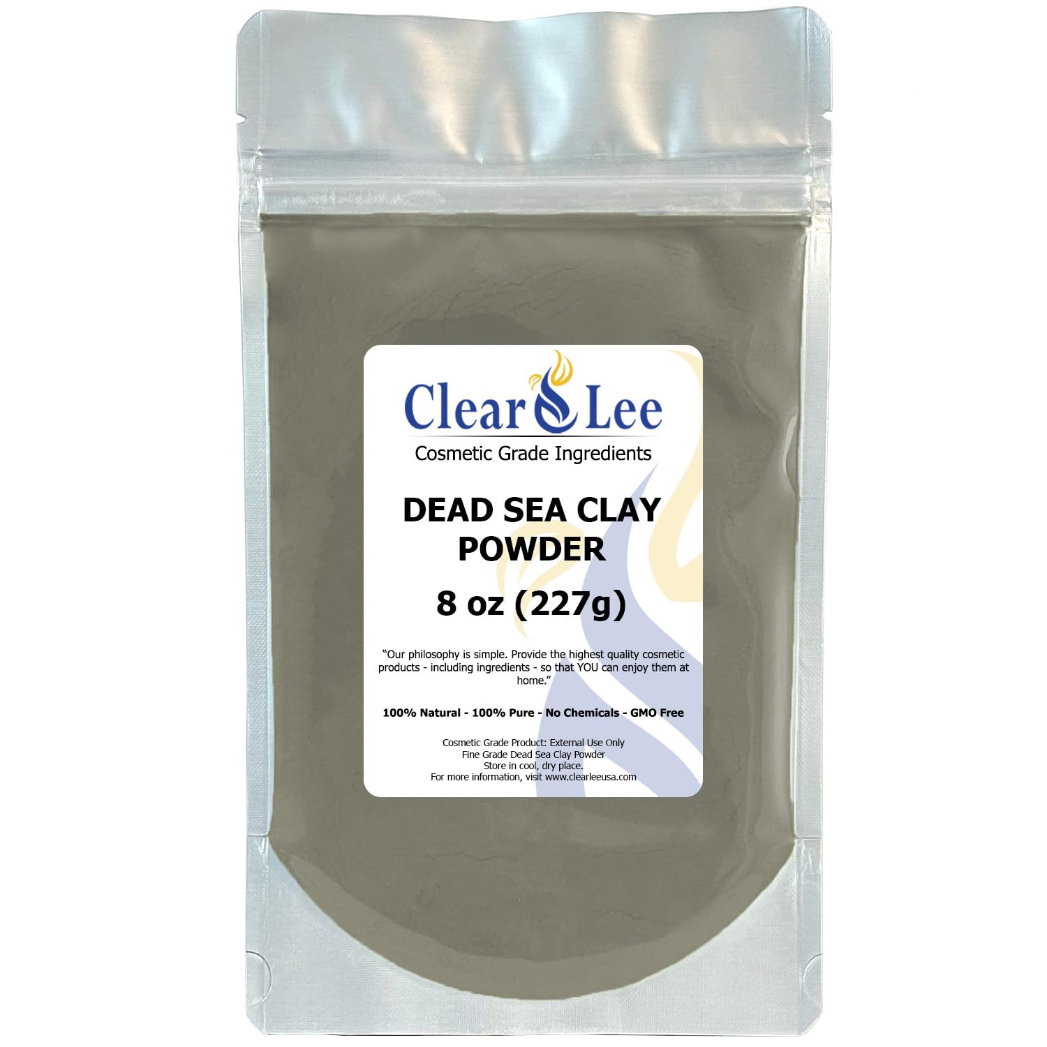 ClearLee Dead Sea Clay Cosmetic Grade Powder - 100% Pure Natural Powder - Great For Skin Detox, Rejuvenation, and More - Heal Damaged Skin - DIY Clay Face Mask (8 oz)