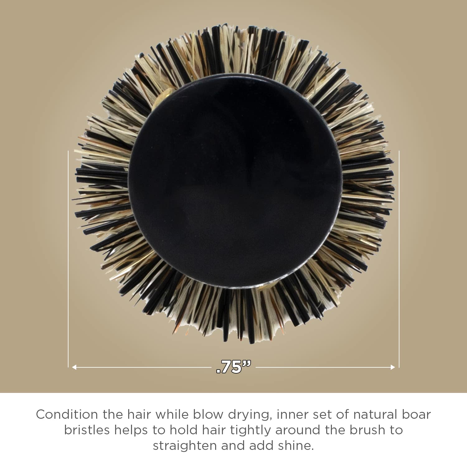 Spornette 1 Inch Mini Rounder Hair Brush Metal Thermal Barrel & Boar Nylon Bristles - Small Round Brush for Blow Drying, Styling, Smoothing & Volume (MR-2) For Barbers, Short Curly Bangs & Hairline