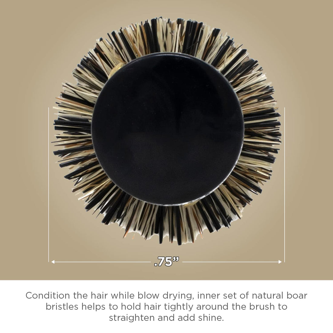 Spornette 1 Inch Mini Rounder Hair Brush Metal Thermal Barrel & Boar Nylon Bristles - Small Round Brush for Blow Drying, Styling, Smoothing & Volume (MR-2) For Barbers, Short Curly Bangs & Hairline