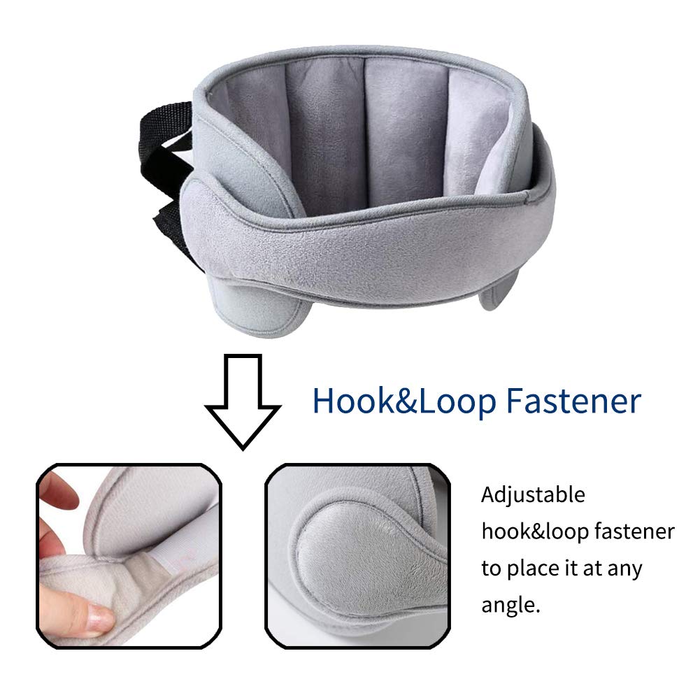 Car Head Support Toddle Car Neck Relief Baby Child Car Seat Adjustable Head and Neck Support Band - A Comfortable Sleep Solution, Gray
