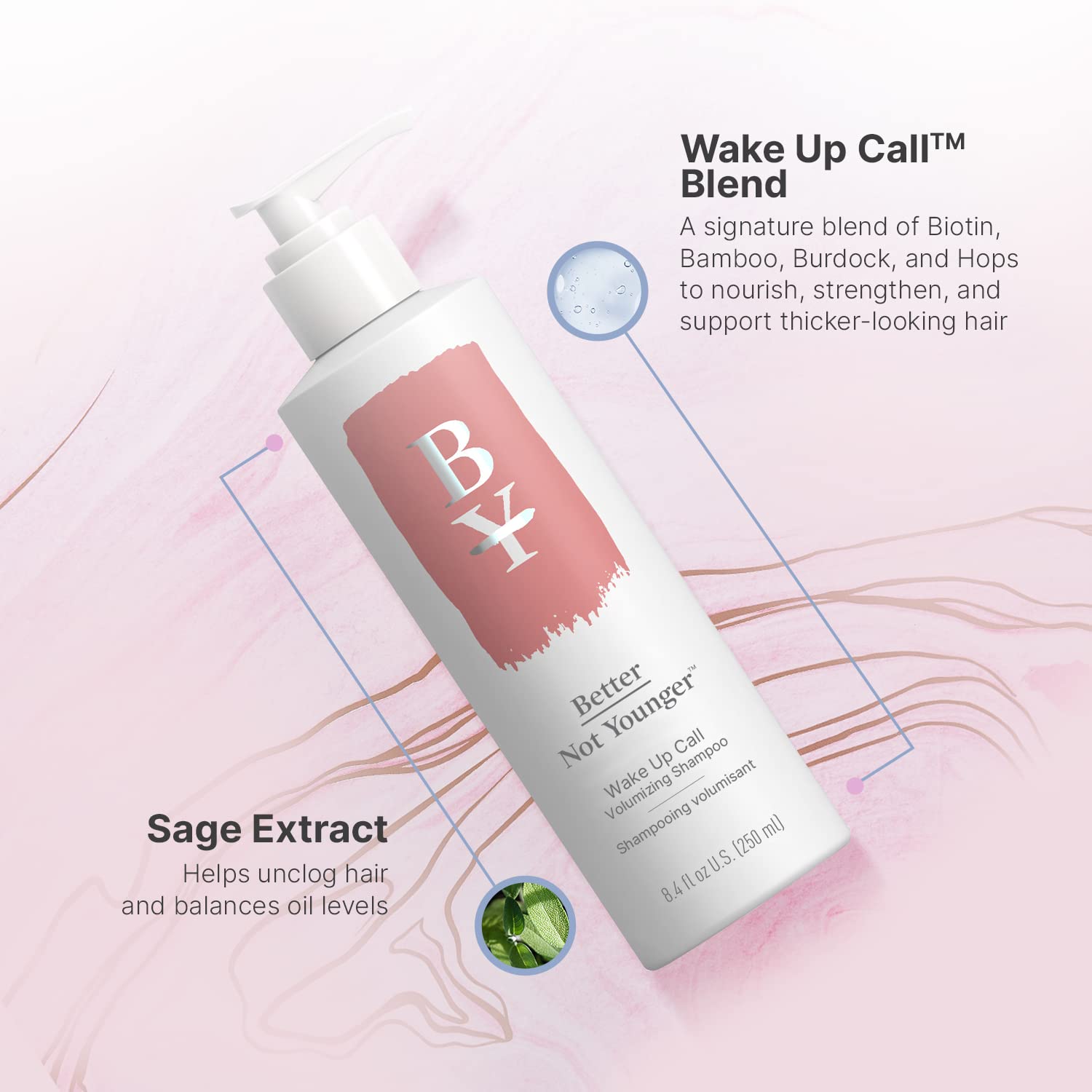 Better Not Younger Wake Up Call Volumizing Shampoo - 8.4 fl. oz. Shampoo Designed for Thinning Hair & Women Over 40 - Volumizes, Lifts & Nourishes Color-Safe & Non-Stripping Shampoo for Thin Hair