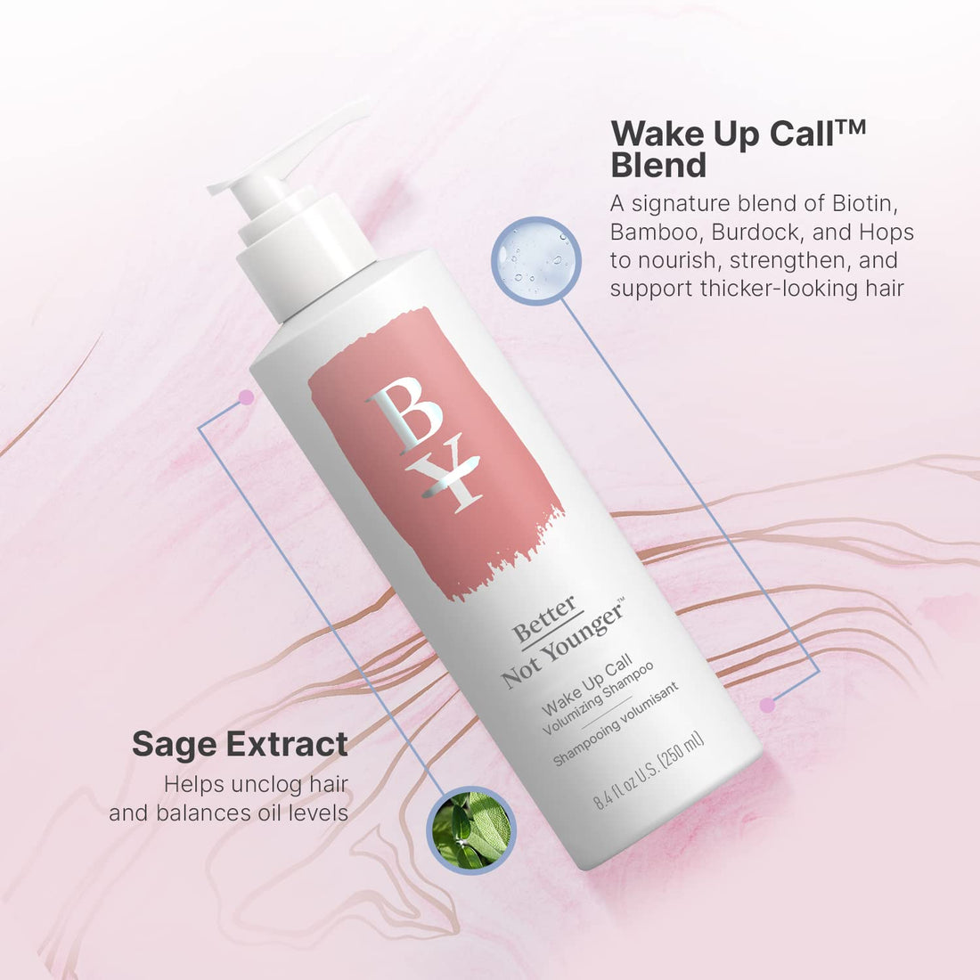 Better Not Younger Wake Up Call Volumizing Shampoo - 8.4 fl. oz. Shampoo Designed for Thinning Hair & Women Over 40 - Volumizes, Lifts & Nourishes Color-Safe & Non-Stripping Shampoo for Thin Hair