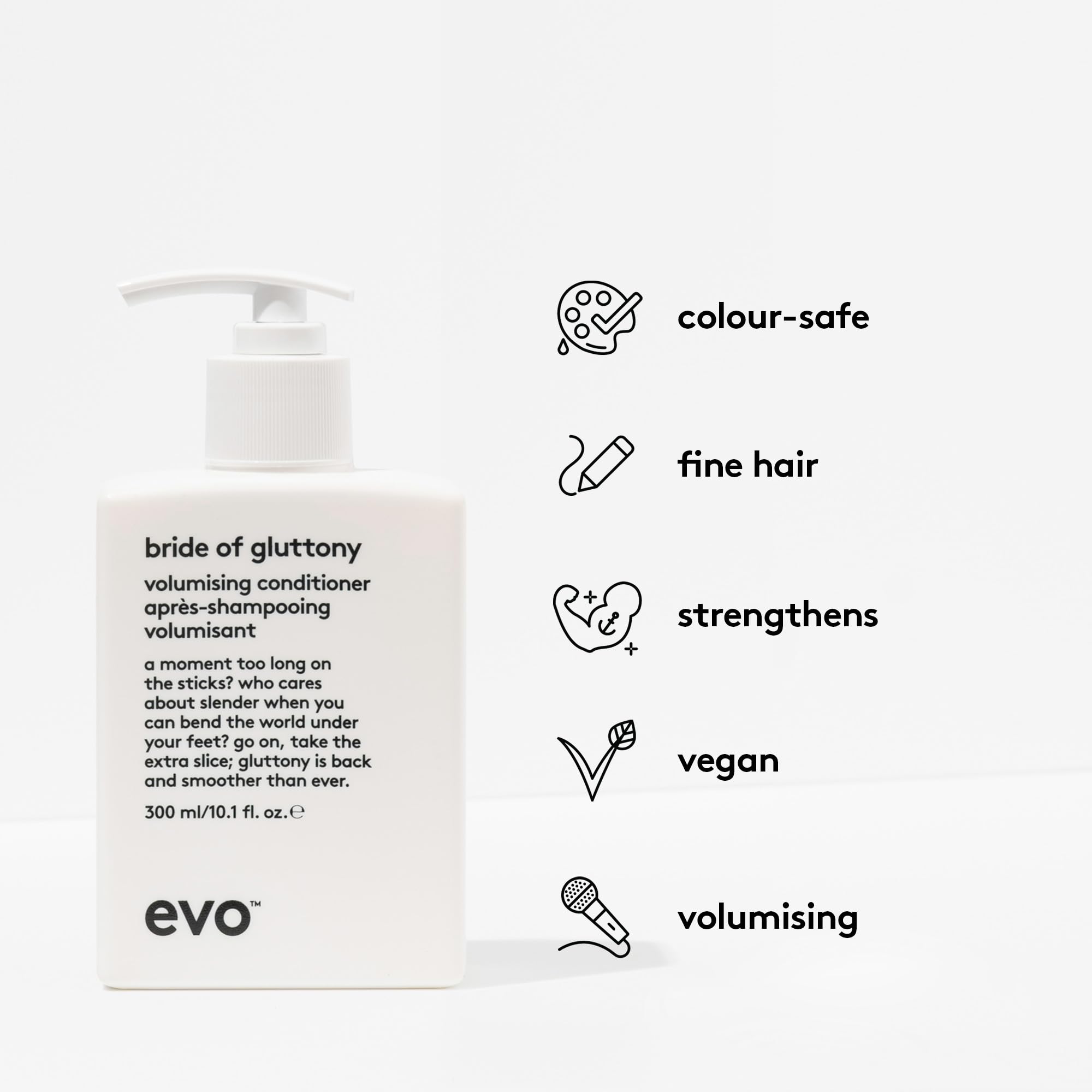 EVO Bride of Gluttony Volumizing Conditioner - Protects Hair Color - Reduces Frizz and Tones Hair Color - 300ml / 10.1fl.oz