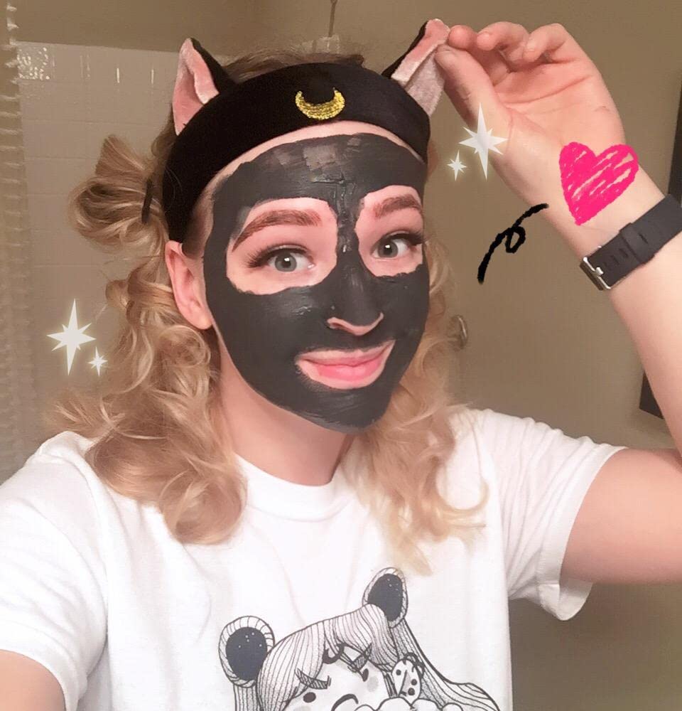 Ziper Black: Cute Cat Usagi Moon Cosmetic Hairband Shower Headband (Black)