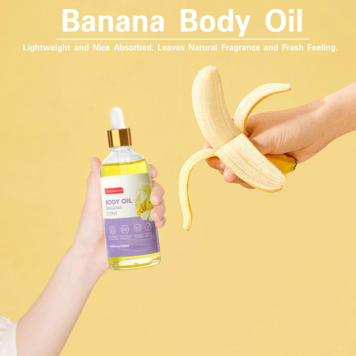 Umpeimvon 2 Pack Body Banana Juice Oil, Vitamin C and E after Shower Body Oil for Women, Moisturizing Hydrating Body Oil