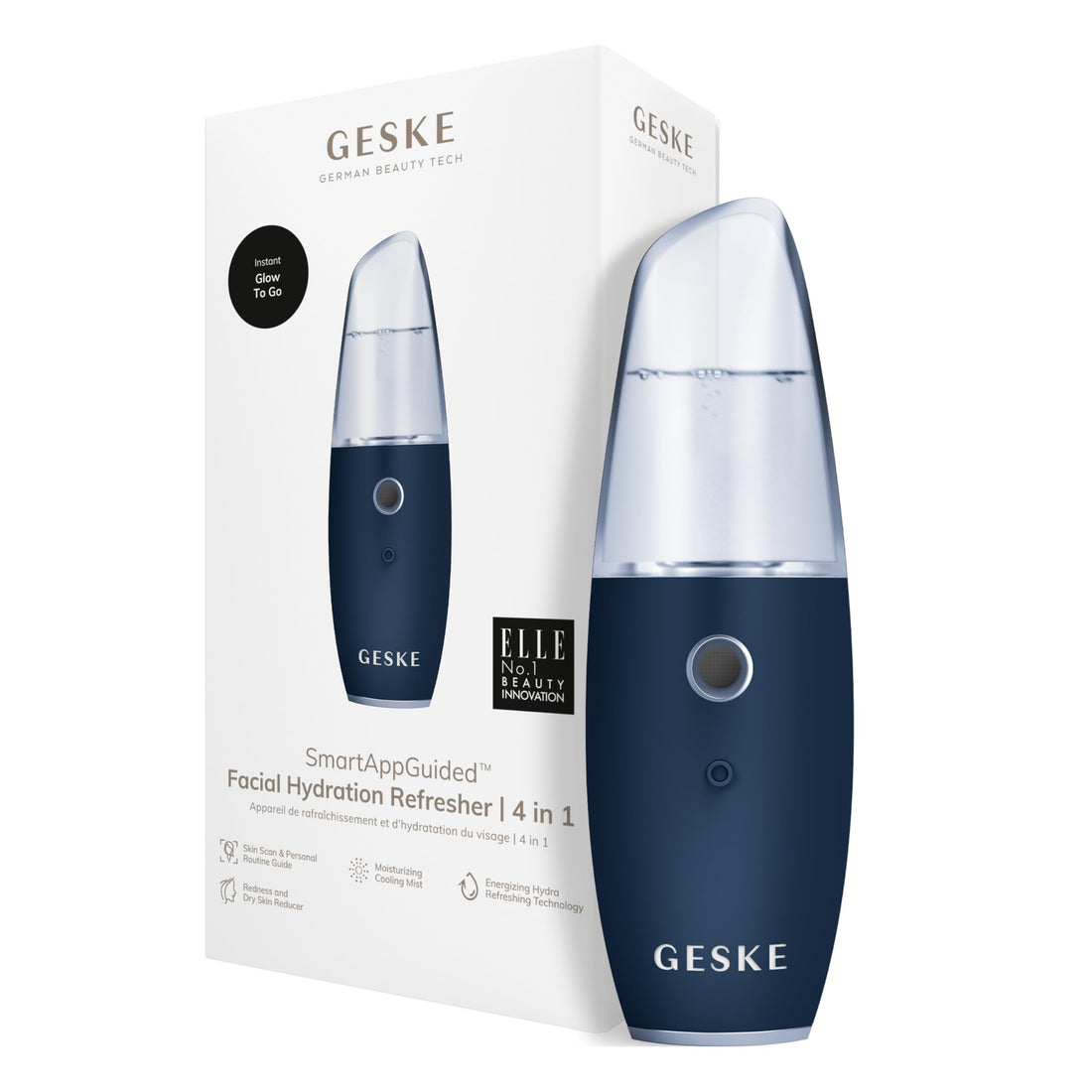 GESKE SmartAppGuided™ Facial Hydration Refresher | 4 in 1 | Water Atomizer | Moisturizing Spray Machine | Face Mister | Humidifier for Natural Glow | Reduce Redness & Dry Skin