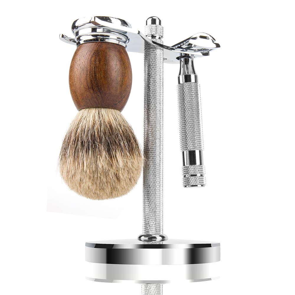 CHARMMAN Safety Razor and Shaving Brush Stand, Wider Openings, Wider Base, Manly Look