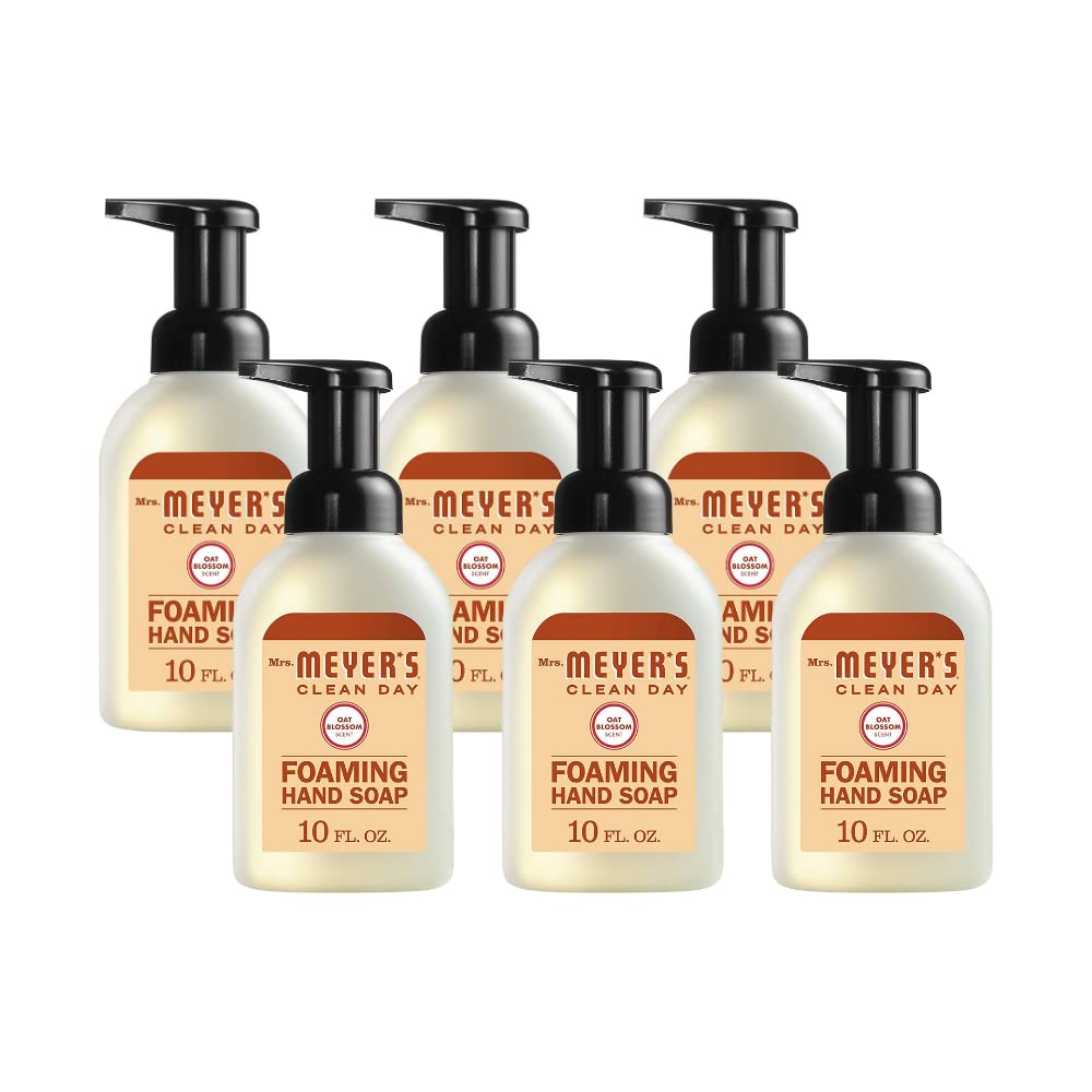 MRS. MEYER'S CLEAN DAY Foaming Hand Soap, Oat Blossom, 10 Fl Oz (Pack of 6)