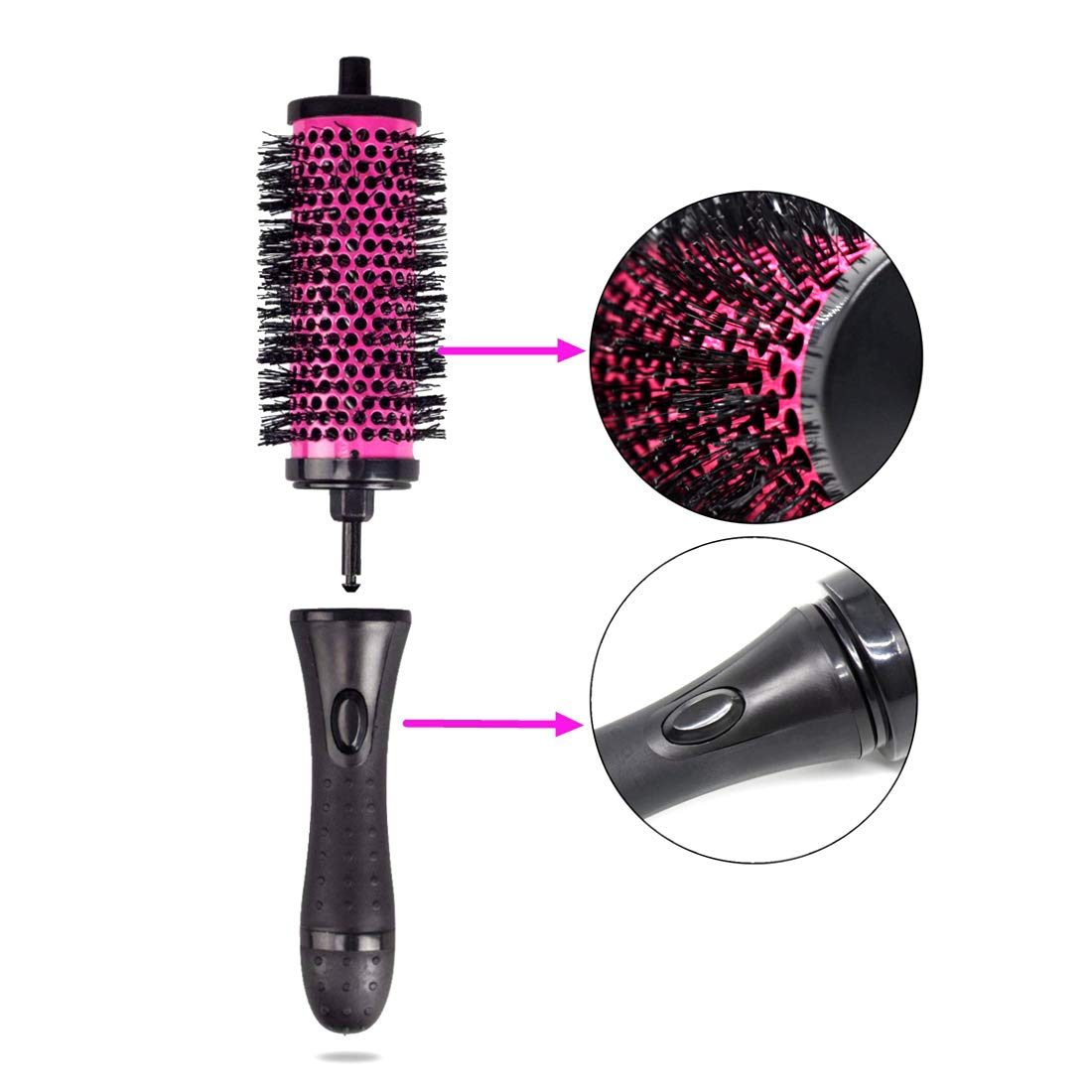 LIGICKY Blowout Brush Set with Detachable Barrels Round Brushes Hair Styling Tool, 1 Handle 6 Barrels.