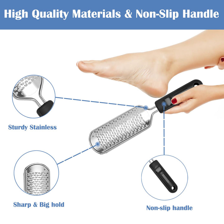 Foot Scrubber 2pcs, Callus Remover for Feet with Stainless Steel, Foot File Set of 2, Pedicure Tools, Foot Scrub Supplies