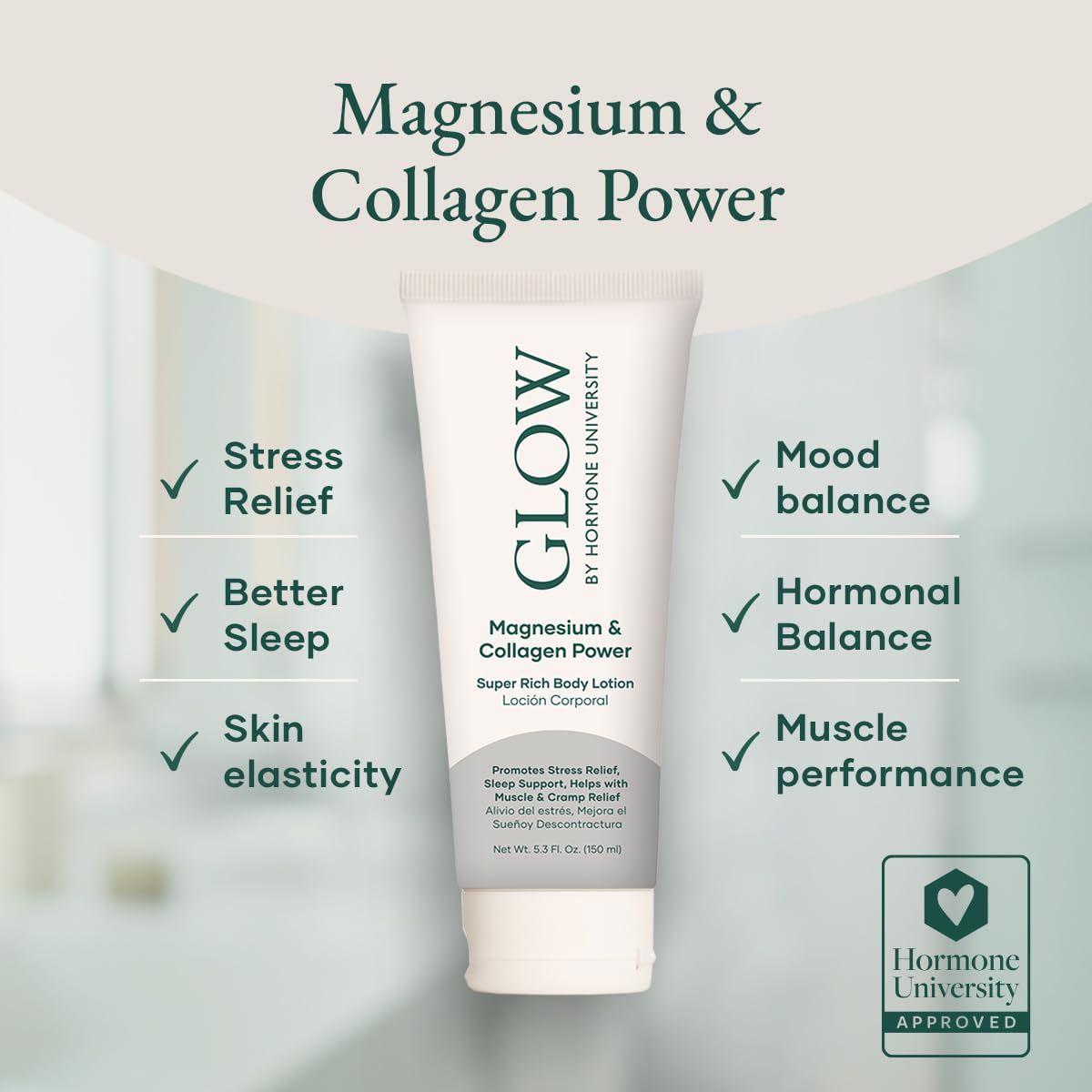 Glow Botanica - Magnesium Lotion with Collagen - Magnesium Cream - Bedtime Routine Sleep Lotion - The Highest Concentration of Genuine Zechstein Magnesium Chloride - 5.3Oz