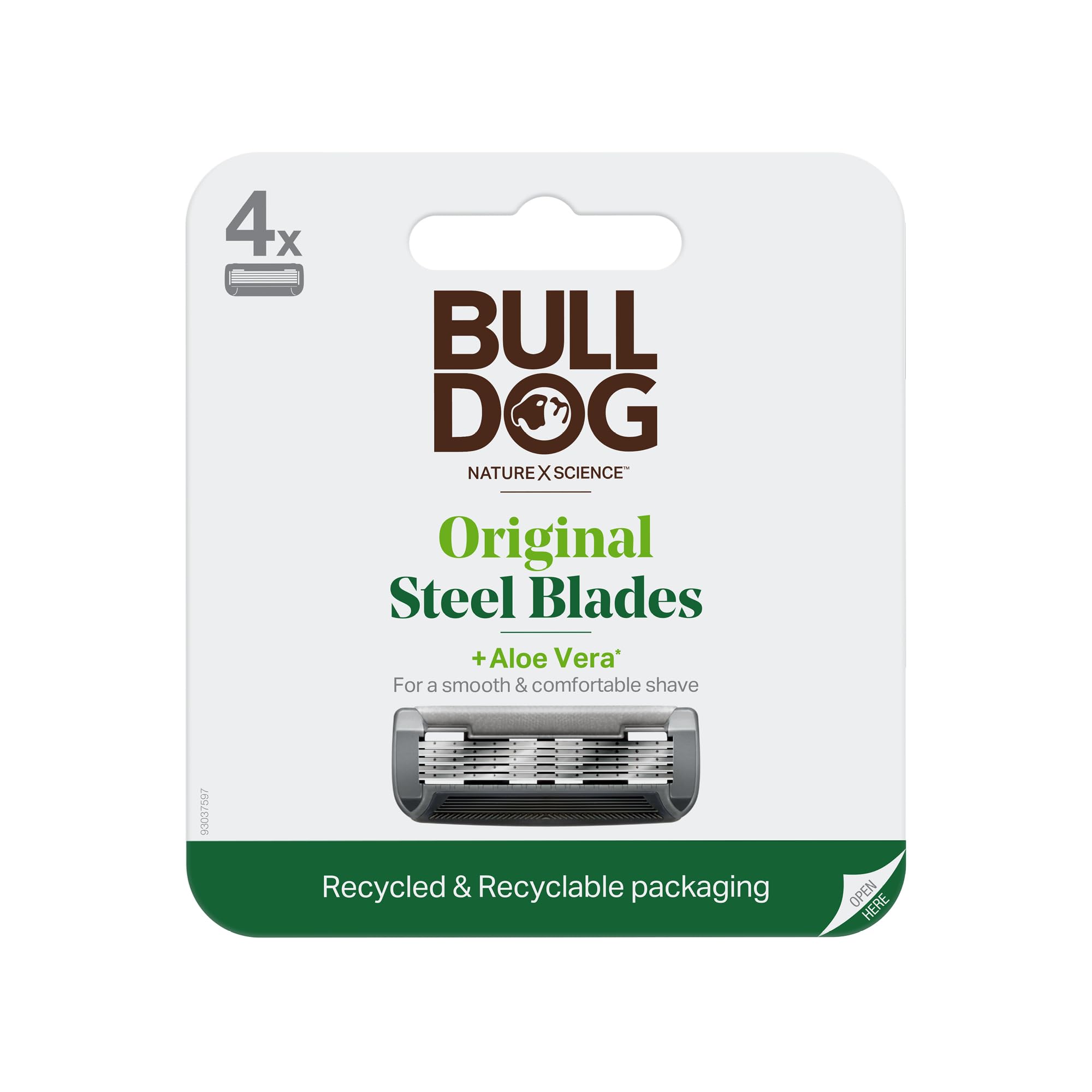 Bulldog Mens Skincare And Grooming Original Razor Blades Refills For Men, 4 Count