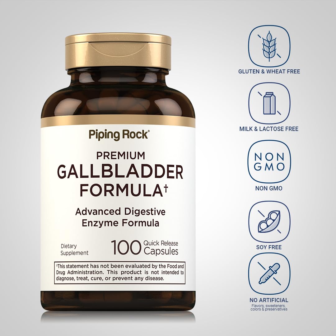 Piping Rock Gallbladder Formula | 100 Capsules | Advanced Digestive Enzyme Complete Formula for Men & Women | Non-GMO & Gluten Free Supplement