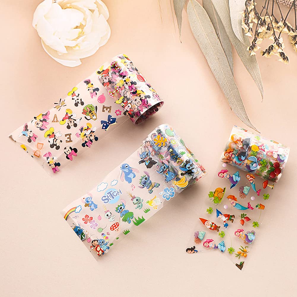 10 Rolls Cute Cartoon Nail Foil Transfer Stickers Nail Art Supplies Designer Nail Stickers Holographic Nail Art Foil Decals Cartoon Nail Designs for Women Kids Girls Acrylic Nails Decoration