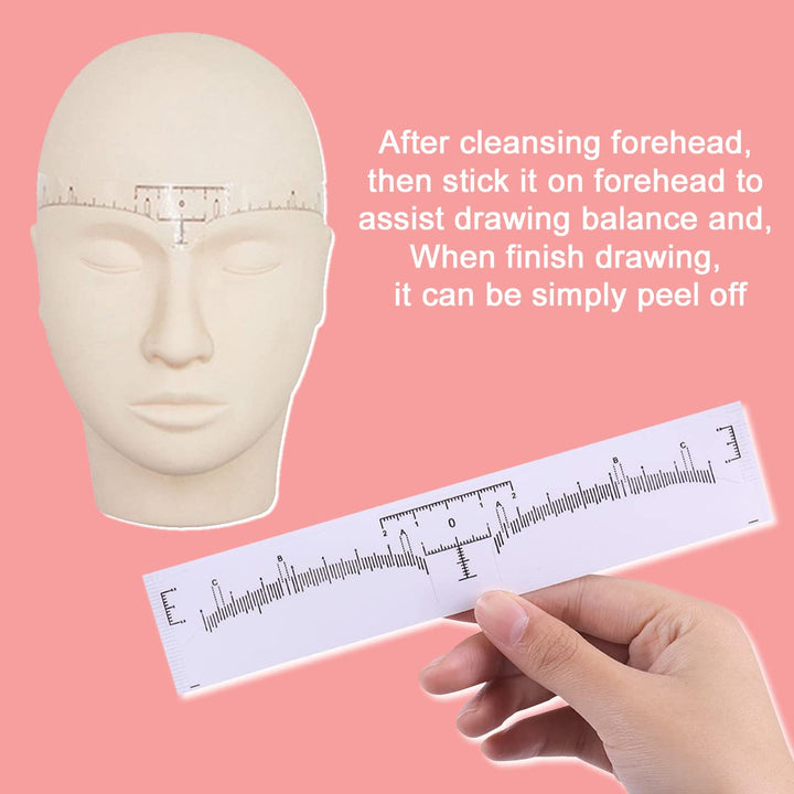 100 Pack Eyebrow Ruler, KINGMAS Disposable Brow Ruler Microblading Adhesive Eyebrow Sticker Stencil Guide Measuring Tool