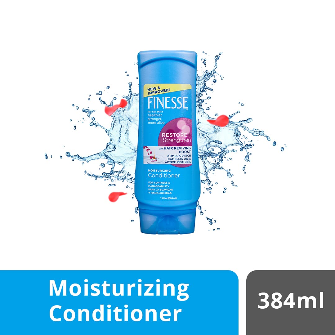 Finesse Moisturizing Conditioner For Healthier, Stronger & Alive Hair Restore & Strengthen With Hair Reviing Boost of Omega 9 Rich Camellia Oil , Active Protiens , 384ml
