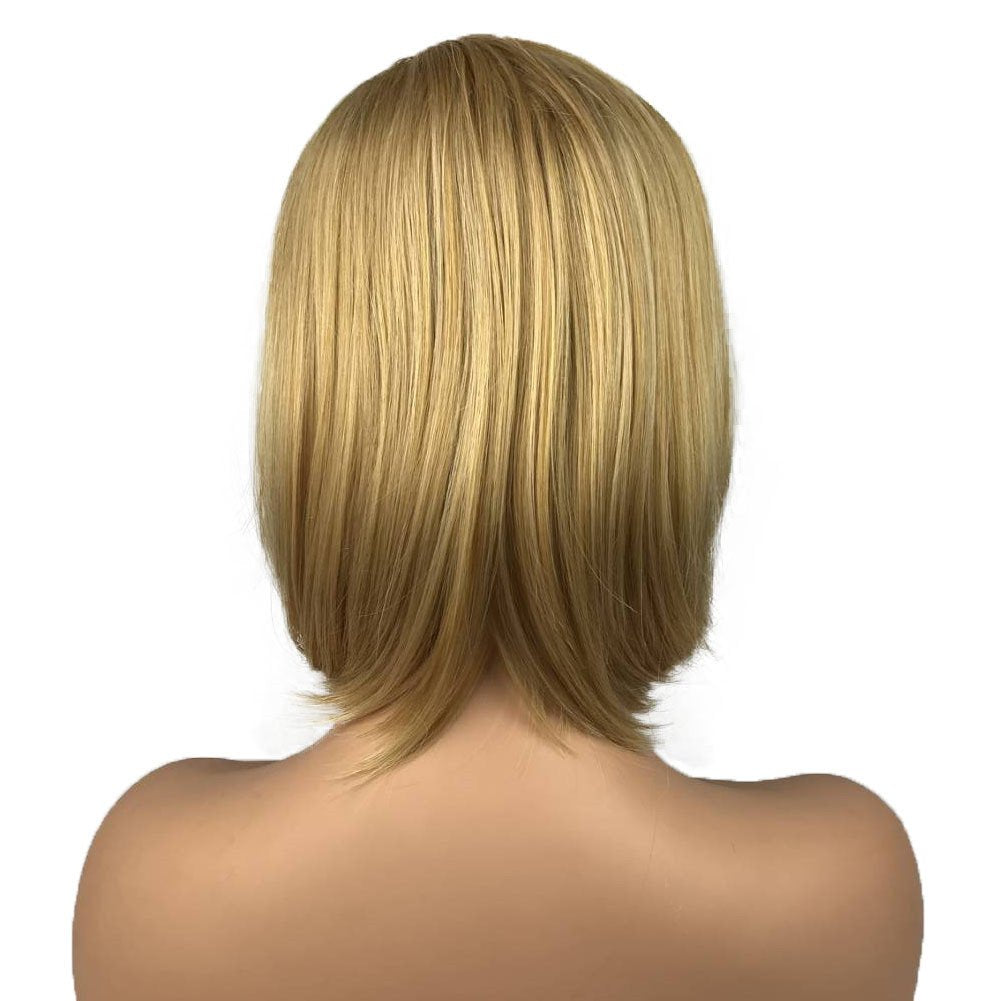 Aimole Women's Medium Length Straight Bob Wigs Blonde Synthetic Wig Full Capless Hair