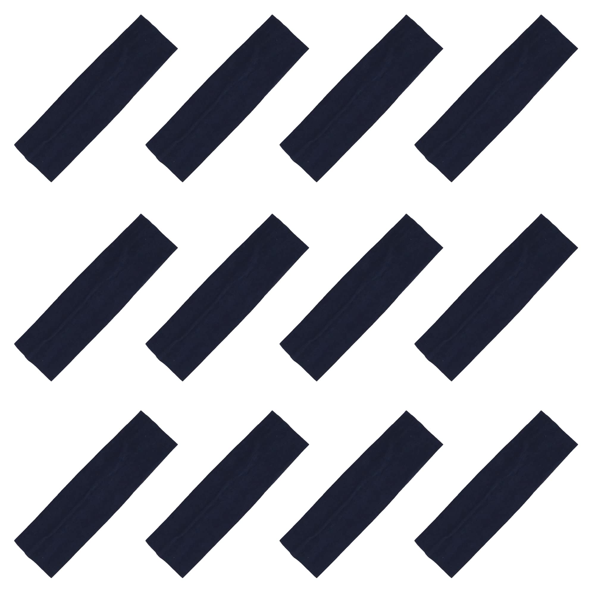 Kenz Laurenz Soft and Stretchy Elastic Cotton Headbands, (Pack of 12) - Navy