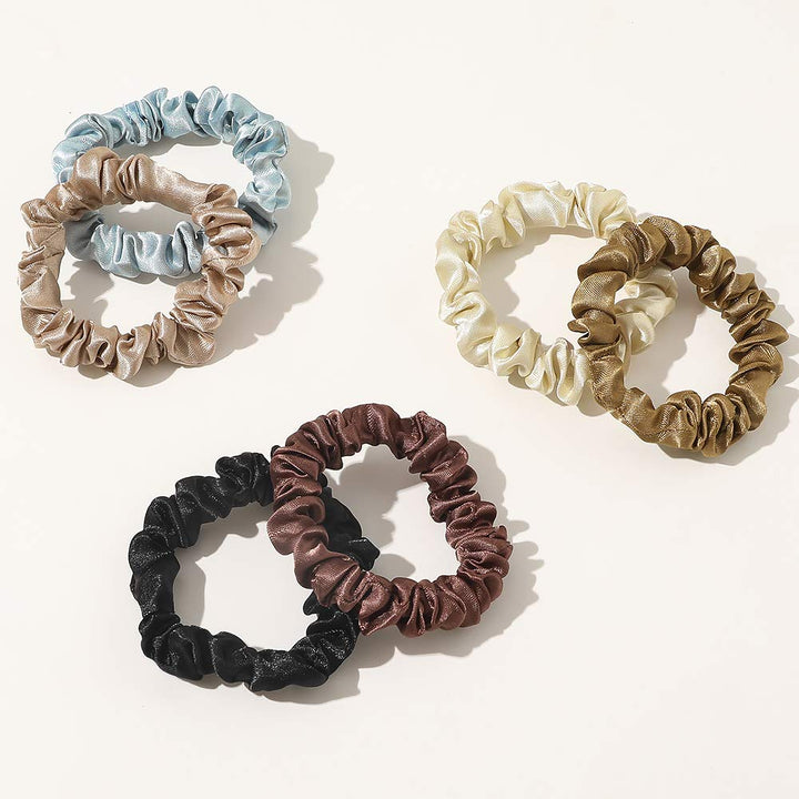 Scrunchies Silk Satin Hair Ties - Elestics Ponytail Holder Hair Bands Small Scrunchy For Thick Curl Hair No Crease Hair Ties Accessories Soft Ropes No Hurt Your Hair for Women and Girls