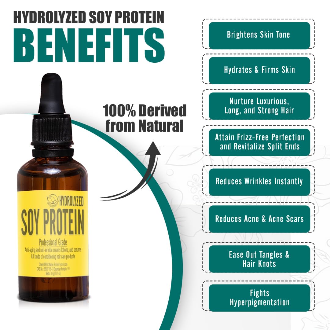 Artekas Innovation - HYDROLYZED SOY PROTEIN - Liquid - for Homemade Cosmetics, Creams, Lotions, Serums - All kinds of Conditioning Hair Care Products - 1 oz