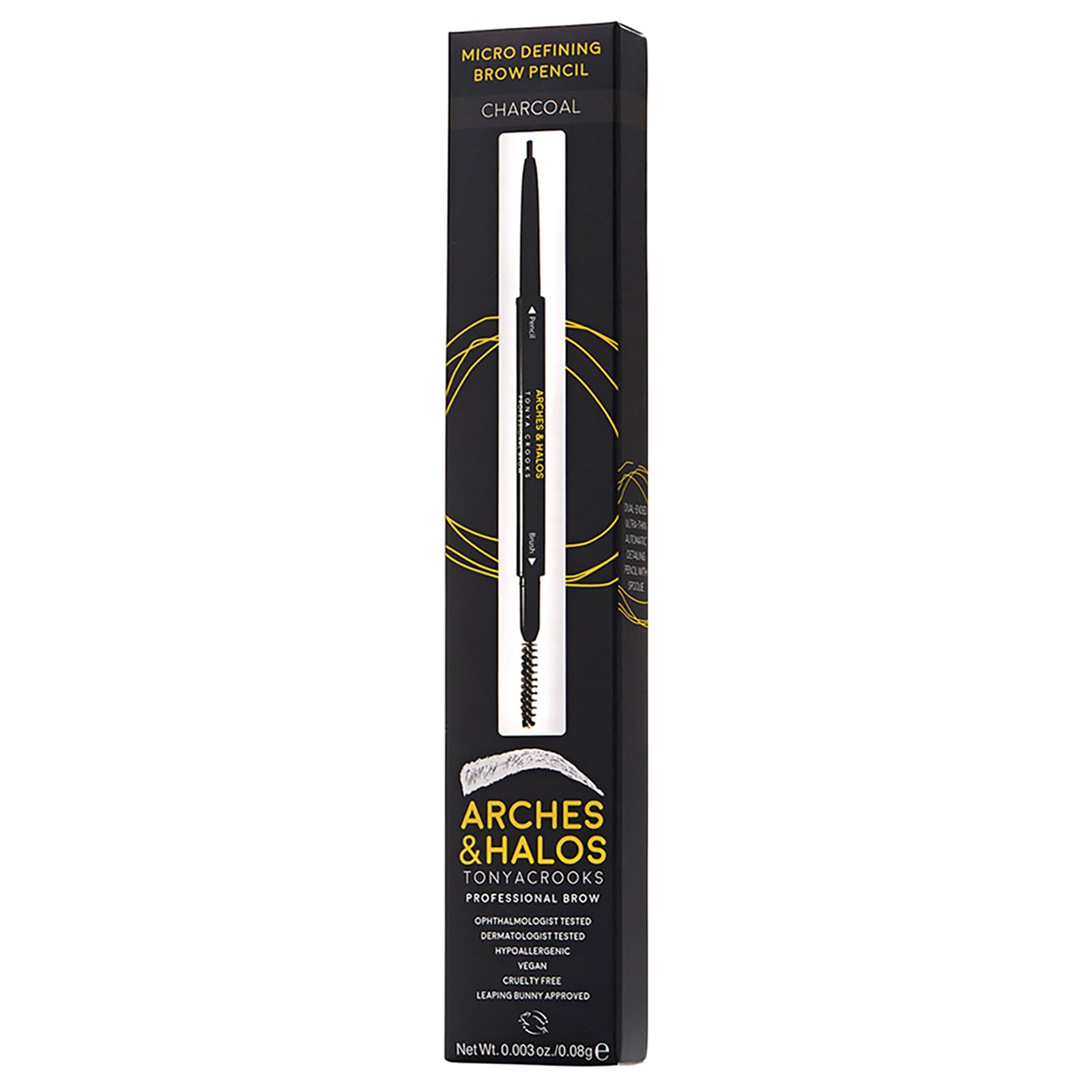 Arches & Halos Micro Defining Brow Pencil, Charcoal, 0.03 oz