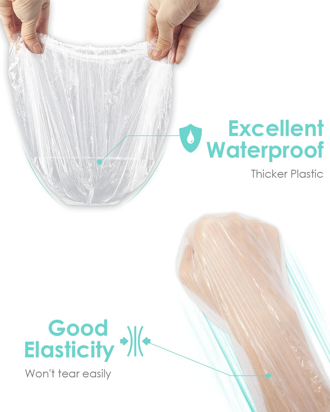 Auban 80 PCS Shower Cap Disposable Extra Large,Bath Caps Clear Waterproof Plastic Elastic Hair Bath Cap Hotel Travel Essentials Accessories Deep Conditioning Hair Care(23.6)