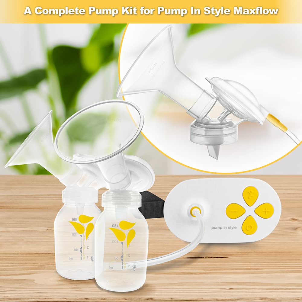 NENESUPPLY Pump Parts with 17mm Flanges Compatible with Medela Pump in Style Maxflow Breastpump and Personalfit Flex. Incl. Flange Membrane Connector Tubing Valve. Not Original Medela Pump Parts