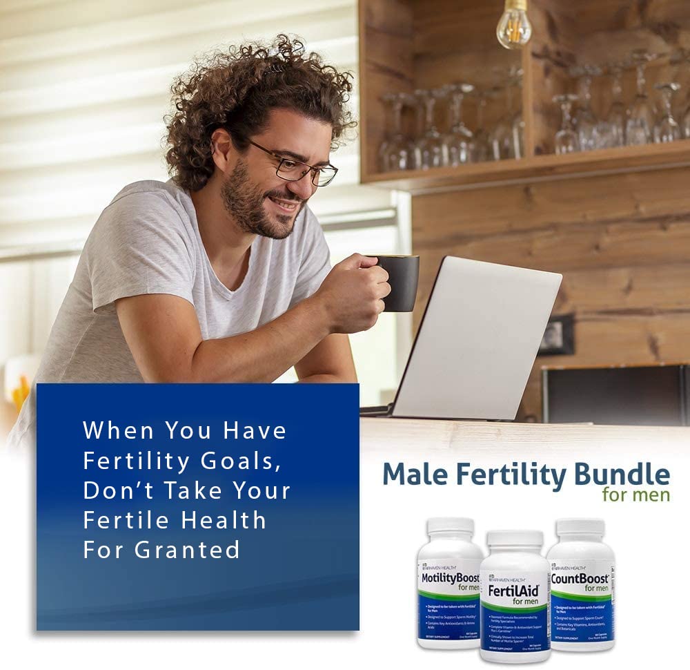 Fairhaven Health FertilAid for Men, MotilityBoost, and Countboost Combo | Fertility Supplements for Men | Male Fertility Supplement with Conception for him Prenatal Vitamin