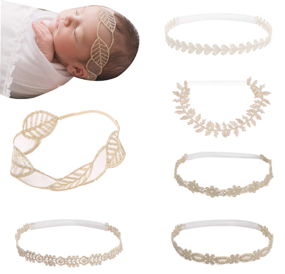 Asufegucd Baby Girls Toddler Elastic Chiffon Flower Headbands Princess Girls Hand Sewing Beads Flower Headwear Nylon (MQ22)