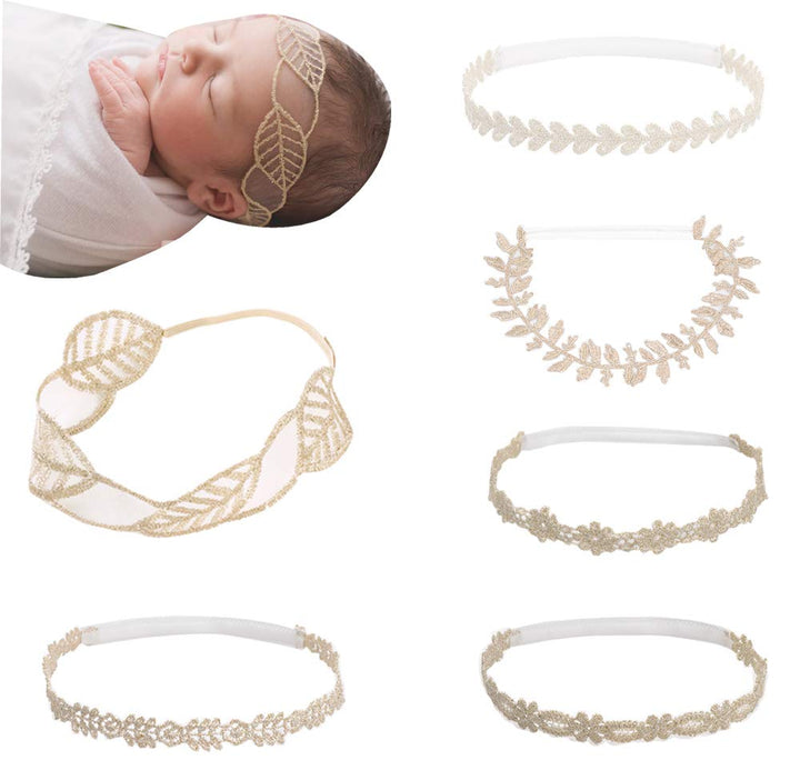 Asufegucd Baby Girls Toddler Elastic Chiffon Flower Headbands Princess Girls Hand Sewing Beads Flower Headwear Nylon (MQ22)