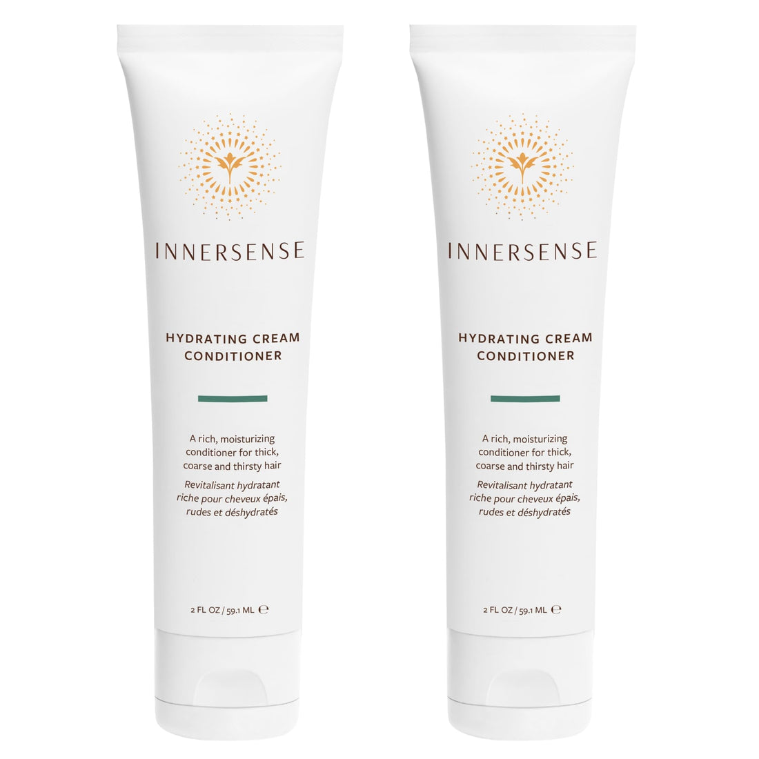 INNERSENSE Organic Beauty - Natural Hydrating Cream Conditioner | Deep Hydration, Nourishing, For Dry, Thick Hair | Non-Toxic, Cruelty-Free, Clean Haircare (2 Pack - 2 fl oz | 59.1 mL each)