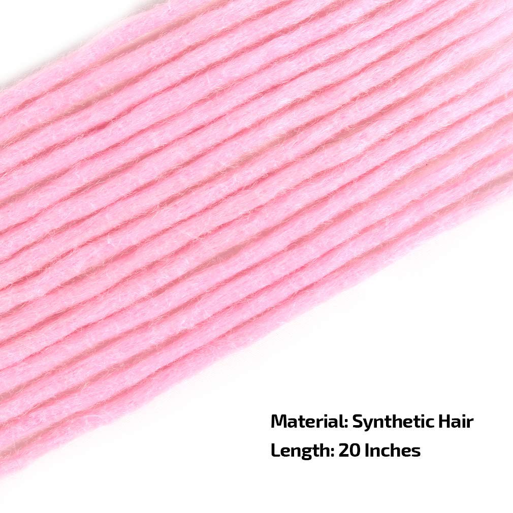 Pink-20'' : AOSOME 20 Inch Pink Color Dreadlocks Extensions Braids 20pcs All Handmade Crochet Synthetic Hair Extension