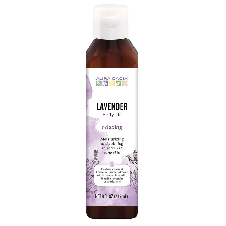 Aura Cacia Relaxing Lavender Aromatherapy Body Oil | GC/MS Tested for Purity | 237ml (8 fl. oz.)