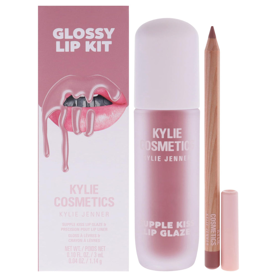 Kylie Cosmetics Supple Kiss Precision Lip Kit - 808 for Women - 2 Pc 0.10oz Supple Kiss Lip Glaze, 0.04oz Precision Pout Lip Liner