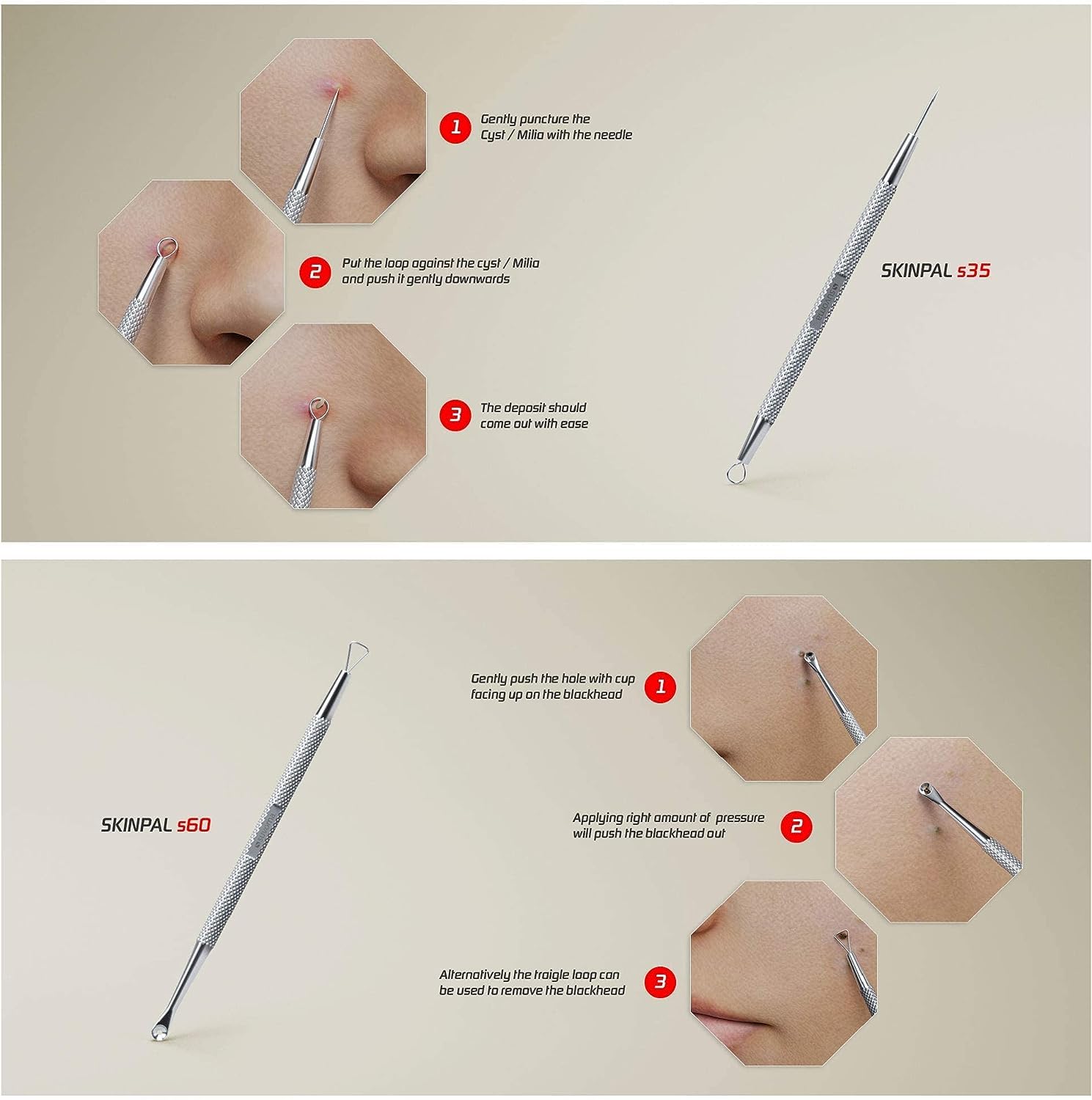 Suvorna Ador Skin Care Pimple Blemish Remover & Comedone Extractor With Needle Point Lancet 1112