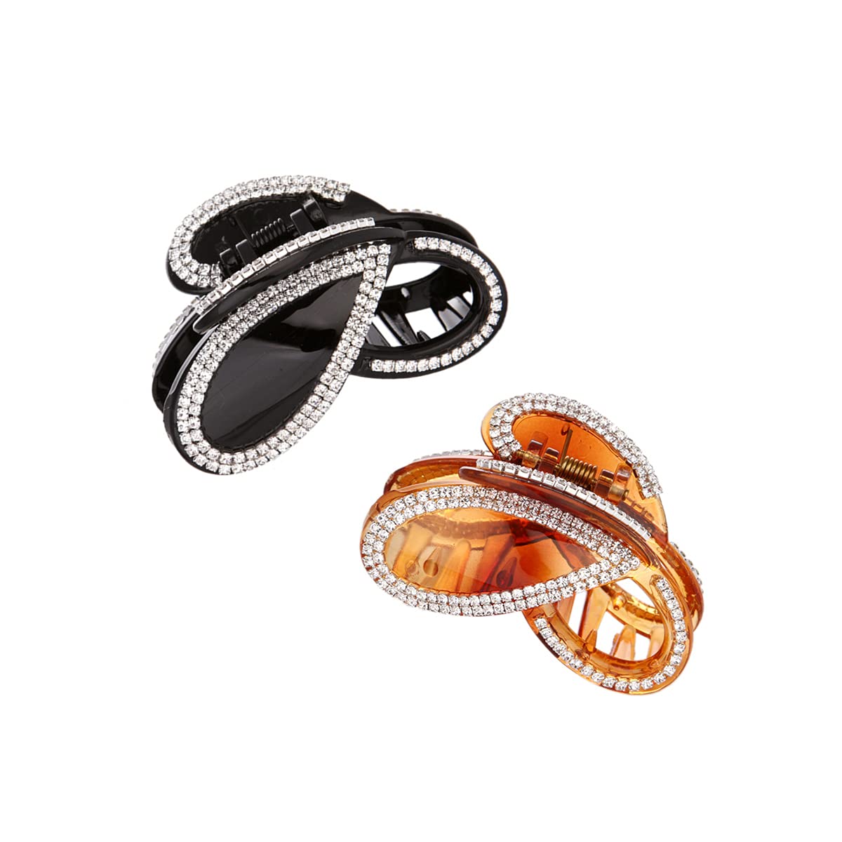 Casualfashion 2 Pcs Korean Stylish Hair Jaw Clip Hair Claw Crystal Rhinestone Hair Gripper for Women Hair Accessories