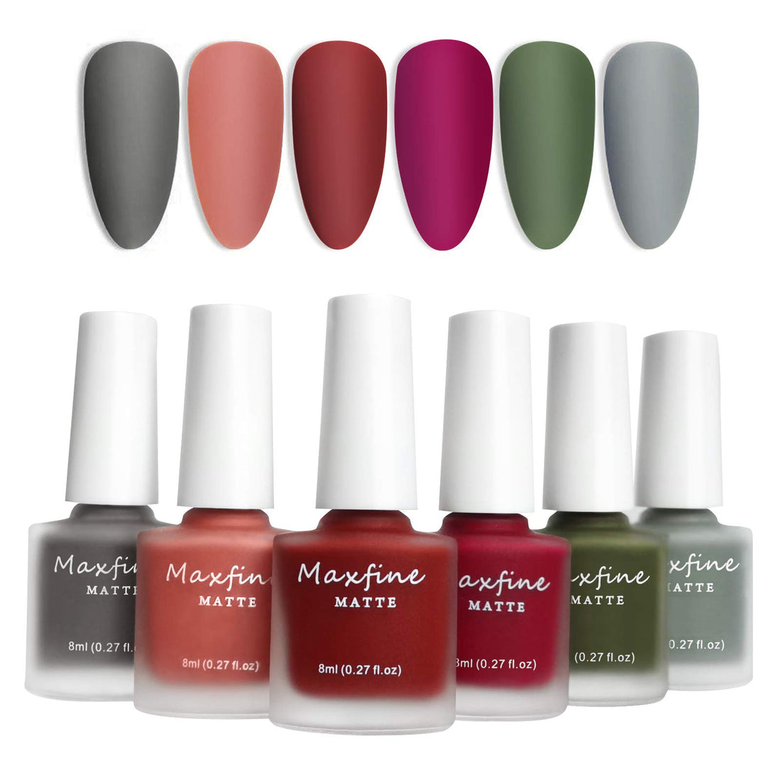 LOKFAR 6 Colors Matte Nail Polish Set, Mist Effect Matte Finish Velvet Gel Nail Polish Kit, Long Lasting Waterproof Velvet Nail Polish Nail Art 8 ml/ Bottle -#B