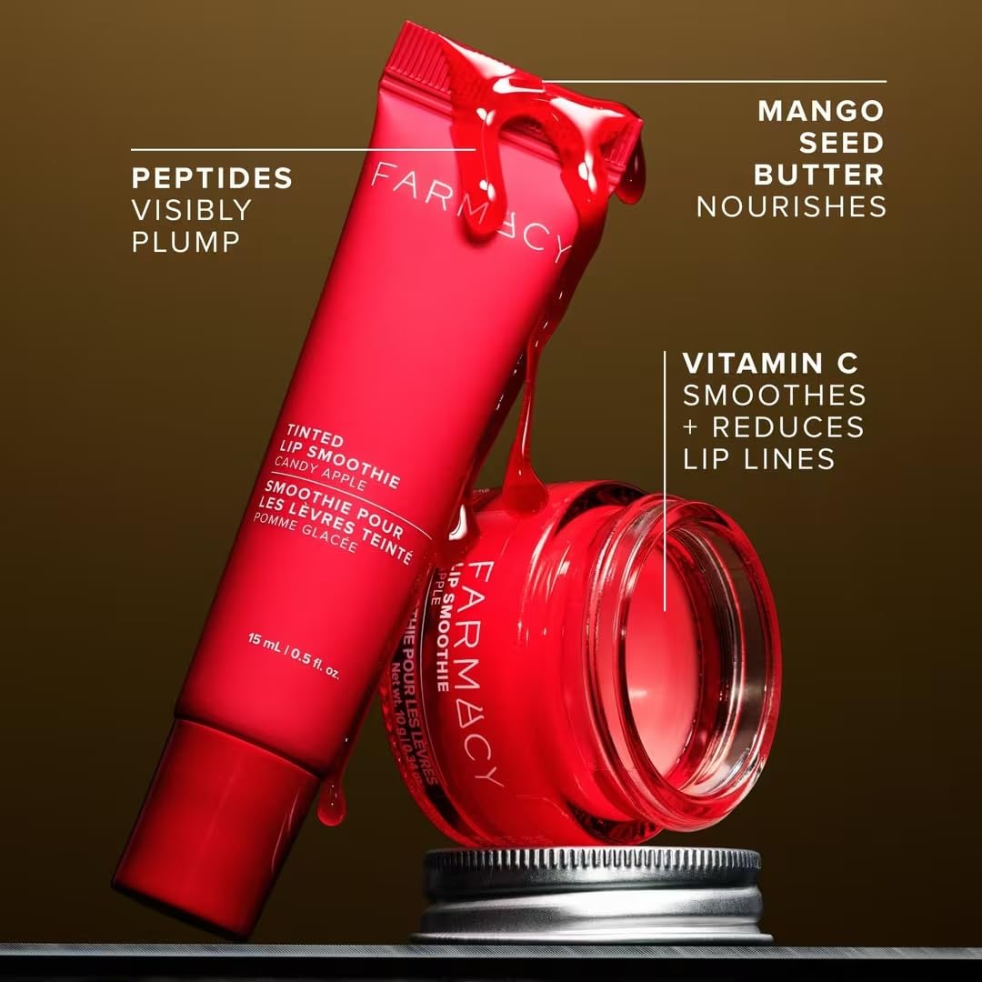 Farmacy Apple A Day Lip Balm Kit - Tinted Lip Peptide Treatment & Overnight Balm Duo - Moisturizing, Plumping & Hydrating Skincare Kit (2 Count)