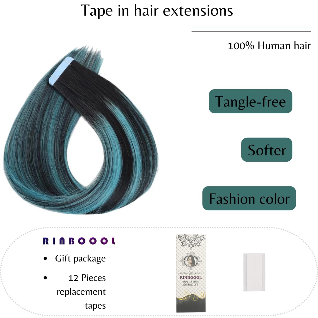 14'', 2/#6/#18: Rinboool Tape In Remy Hair Extensions Ombre, 14 Inch 40G 20Pcs, Dark Brown Fading To Chestnut Brown And Dirty Blonde