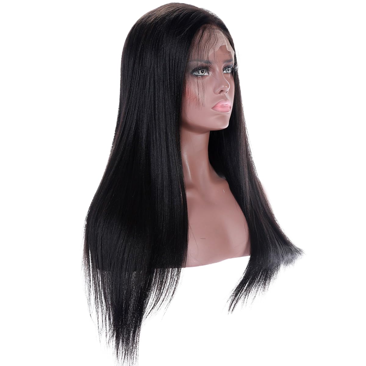 Premier 360 Lace Frontal Wig Light Yaki Straight Brazilian Remy Human Hair Wigs for Women 150% Density 360 Lace Front Wigs Pre Plucked Hairline with Baby Hair 16 inch Natural Color free part
