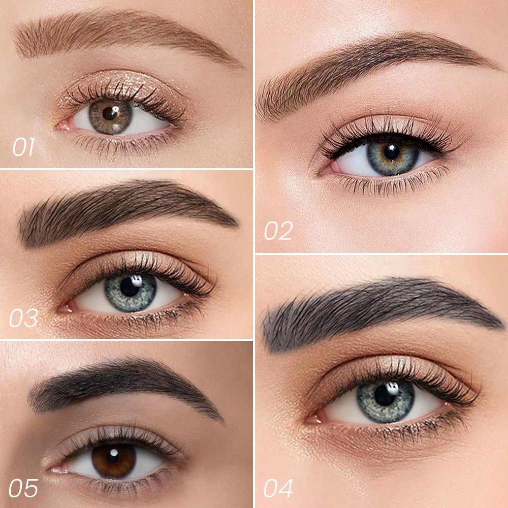 Kaely 2Pcs Eyebrow Pencils for Women, 4 Tip Magical Precise Waterproof Brow Pen, Suake Microblading Eyebrow Contouring Pen, lapiz de cejas 3d Eye Brow Gel, 24h Smudge Proof, 02 Dark Brown