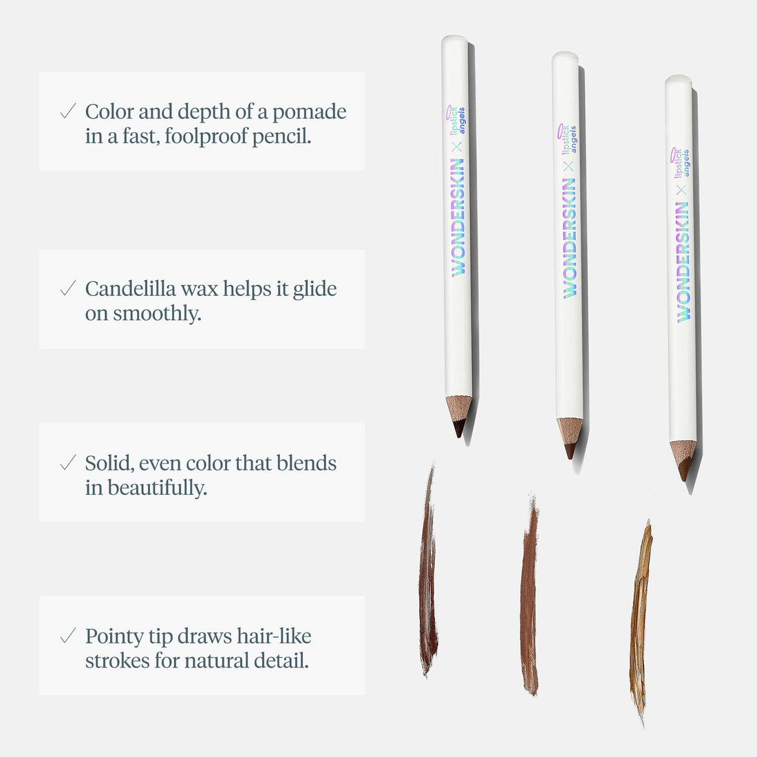 WONDERSKIN Eyebrow Pencil - Sharpenable Brow Pencil For Natural Looking Brows, Brown Eye Makeup, Long Lasting Eyebrow Pomade (Dark Brunette)
