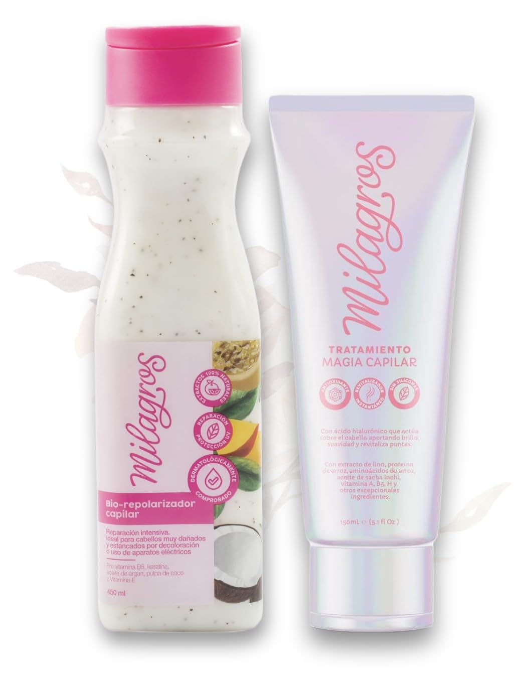MILAGROS Tratamiento Biorepolarizador & Tratamiento Magia Capilar - Kit Restaurador de Cabello Dañado, Decolorado, Estancado o Quemado - Tratamiento Colombiano Milagros
