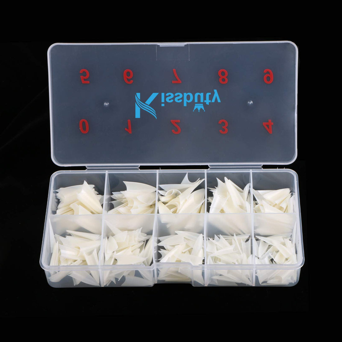 Kissbuty 500 PCS Stiletto Nails Natural Color Sharp Ending False Acrylic Nail Art Tips 10 Sizes With Box Perfect Length for Nail Salons and DIY Nail Art at home (Natural Stiletto Nail Tips)